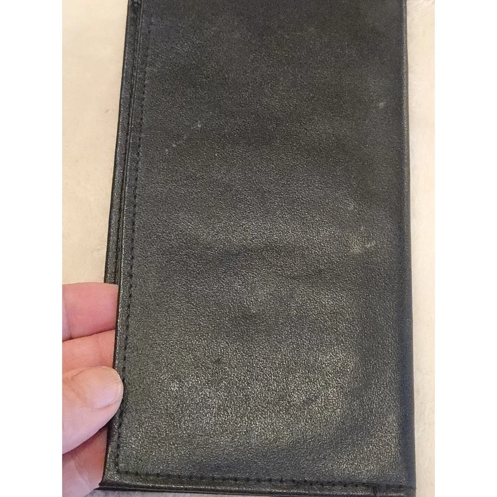 Harley Davidson Leather Flat Wallet Black Card Checkbook Holder Gift Passport